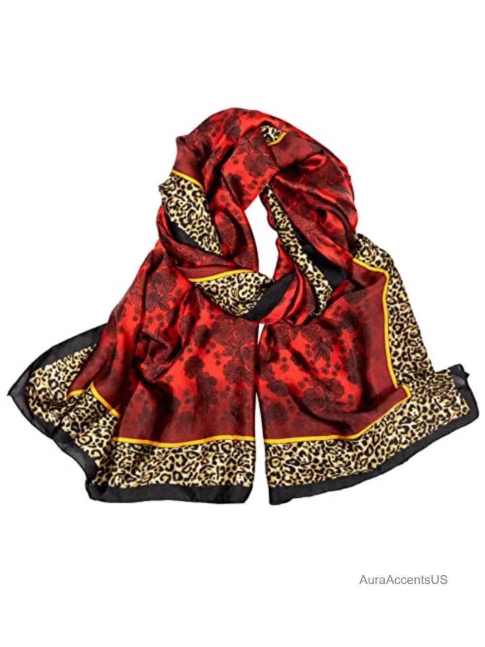 Silk Feeling Polyester Long Scarf Floral Fashion Satin Shawl Wraps Gift